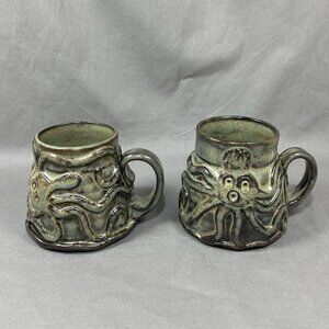 Carolyn Saunders Hill Pottery Stoneware Coffee Mug Handcrafted Octopus Nautical